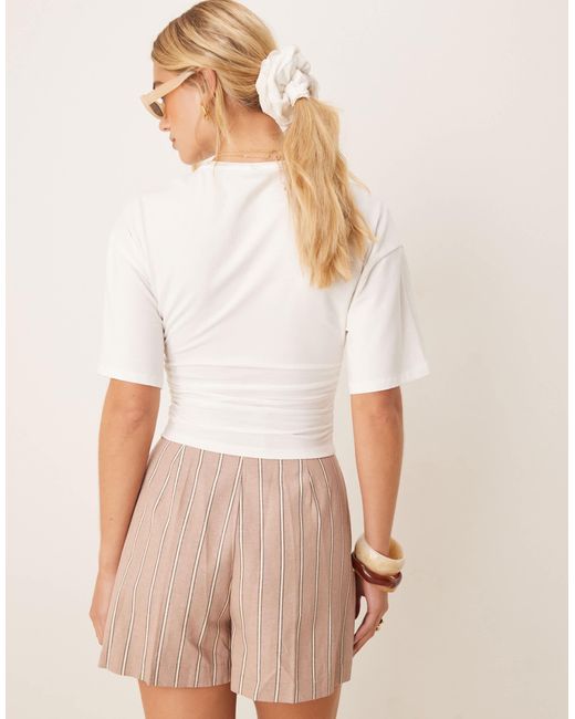 Gina Tricot White – weiches, gerafftes oberteil