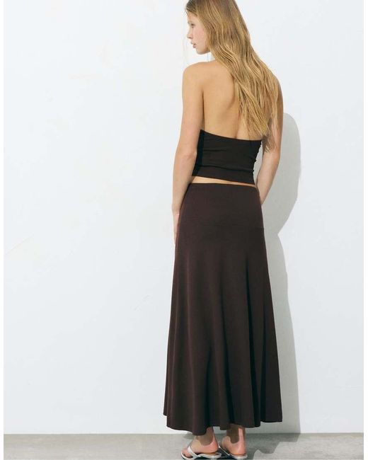 Pull&Bear Black Flared Midi Skirt
