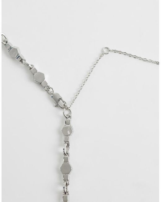 ASOS White Hexagon Link Chain Necklace for men
