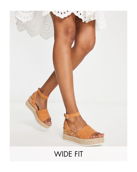 Glamorous Espadrille-sandalen Met Sleehak in het White