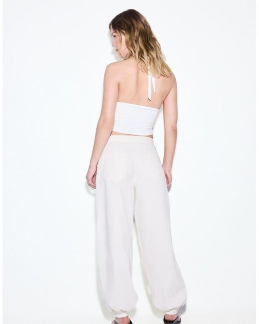Stradivarius White Balloon Jeans