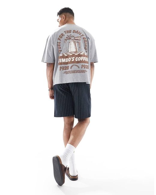 T-Shirt Squadrata Oversize Mélange Con Grafica "Coffee" di ASOS in Gray da Uomo