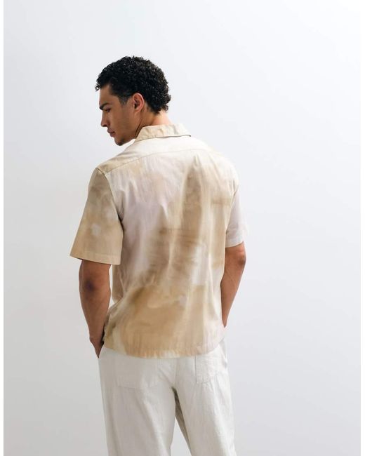 Mango Natural 100% Cotton Relaxed Fit Tie Dye Print Short Sleeve Shirt for men