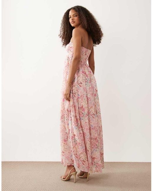 Abercrombie & Fitch Pink Strapless Ruffle Hardware Maxi Dress