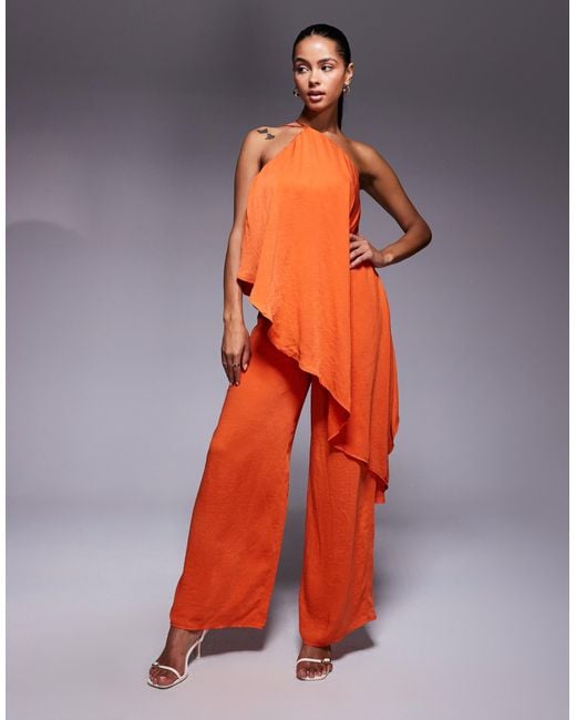 ASOS Orange Halter Double Layer Jumpsuit