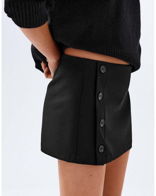 Bershka Black Button-up Mini Skirt