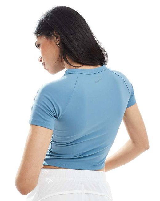 Nike Blue Nike One Training Dri-fit Key Hole Fitted T-shirt