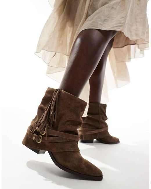 Stradivarius Brown Slouchy Short Boot