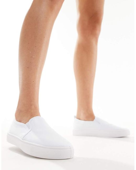 ASOS White Dotty Slip On Plimsolls