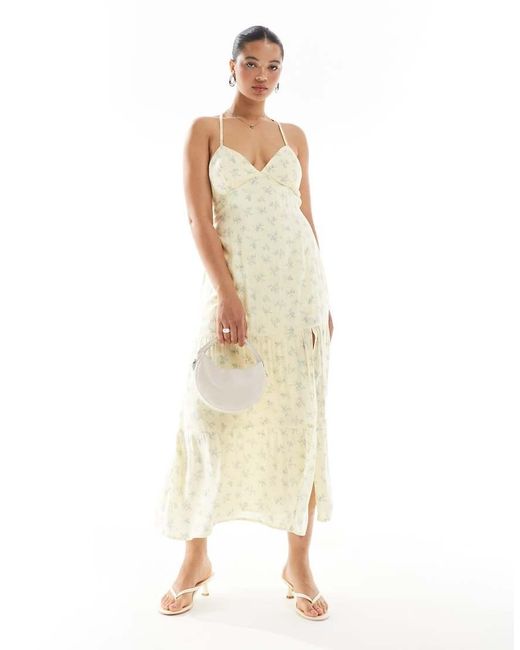 Hollister Maxi-Jurk Met Open Achterkant En Split in het Natural