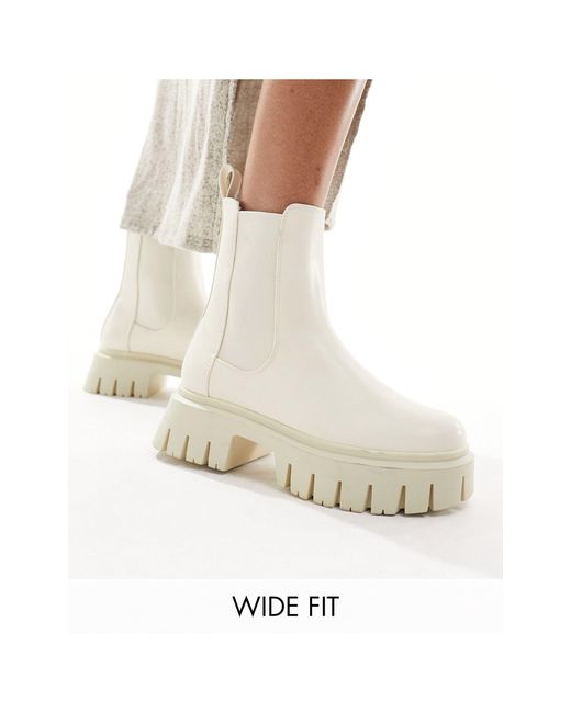ASOS White Wide Fit Anthem Chunky Chelsea Boots