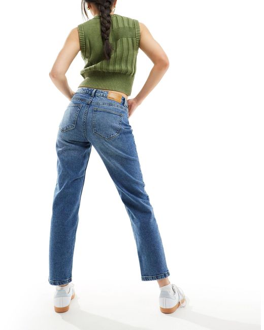 Vero Moda Blue Kyla Mid Rise Straight Jeans