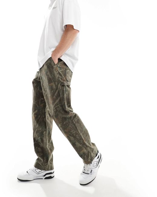 Abercrombie & Fitch – workwear athletic – weite canvas-hose in Green für Herren