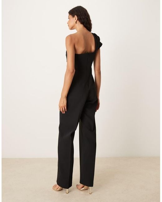 Mango Blue One Shoulder Bow Jumpsuit
