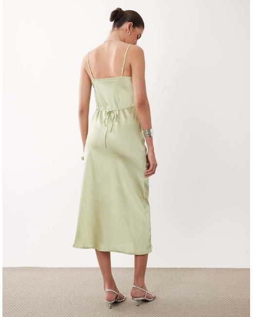 New Look Natural Satin Cowl Neck Midi Dress