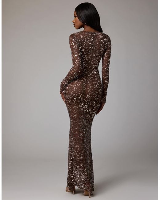 oh polly sparkly dress long sleeve Embellished Long-Sleeve Mini Dress in Snow - 8 / Regular