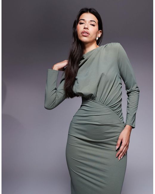 DASKA Gray – gerafftes maxikleid