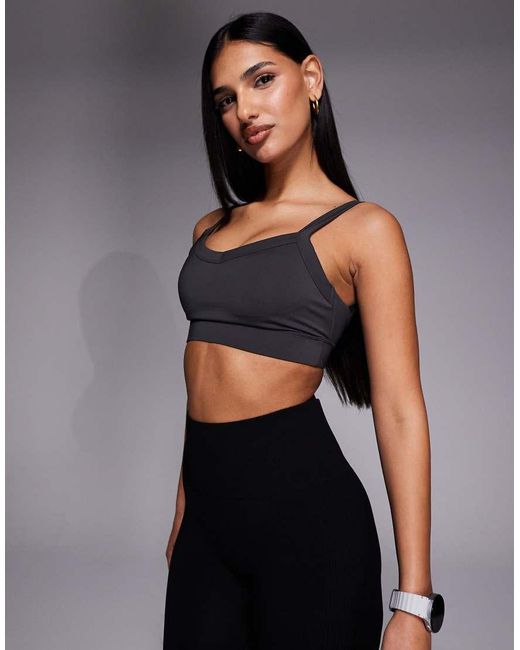 4505 Gray Icon Active Medium Support Sports Bra With Removable Padding And Adjustable Straps