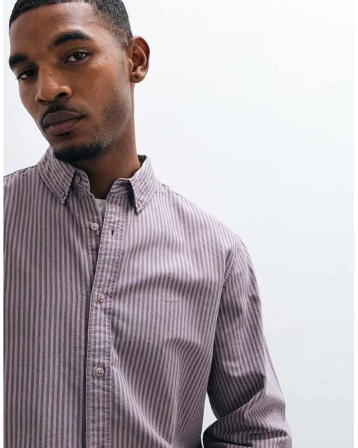 Levi's Purple Authentic Button Down Striped Shirt for men