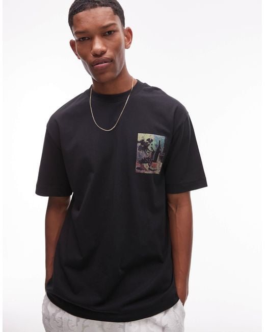 Topman White Oversized Fit T-shirt With Front And Back Wine And Cheese Print for men