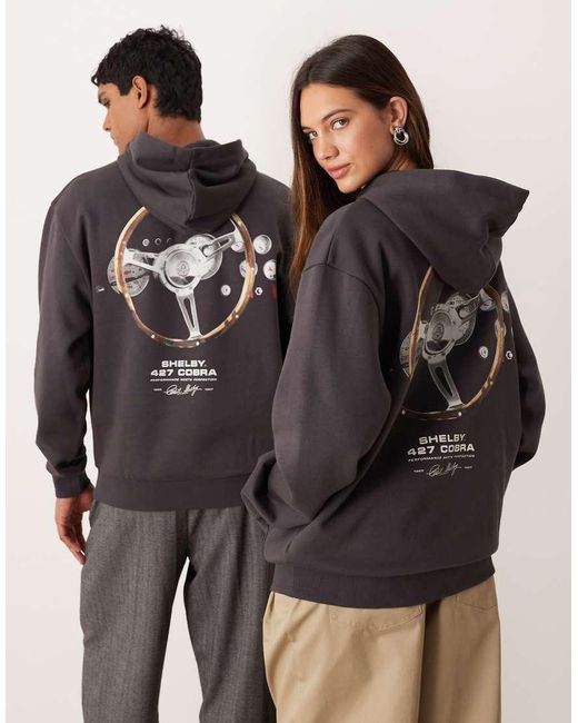 ASOS Black Unisex Relaxed Hoodie With Cobra Wheel Print