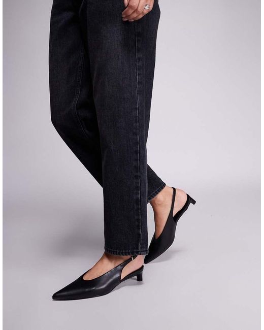 Public Desire Black Saskia Slingback Kitten Heel Shoes