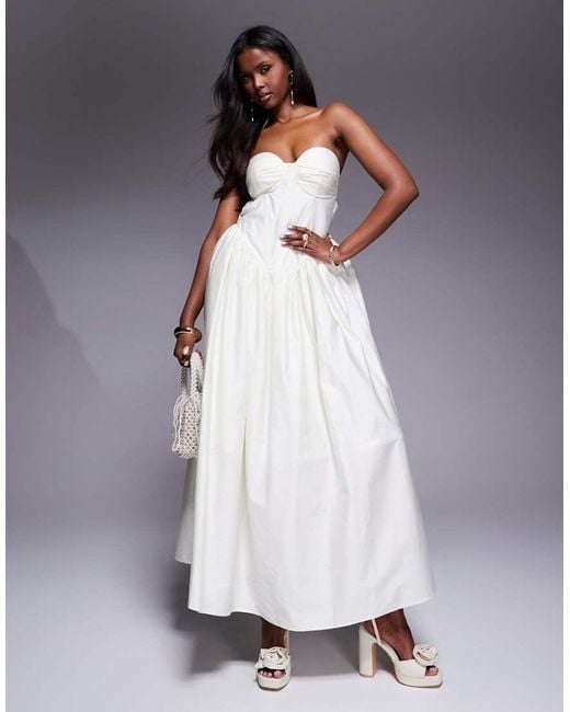 ASOS Gray Corset Maxi Dress With Bow Back
