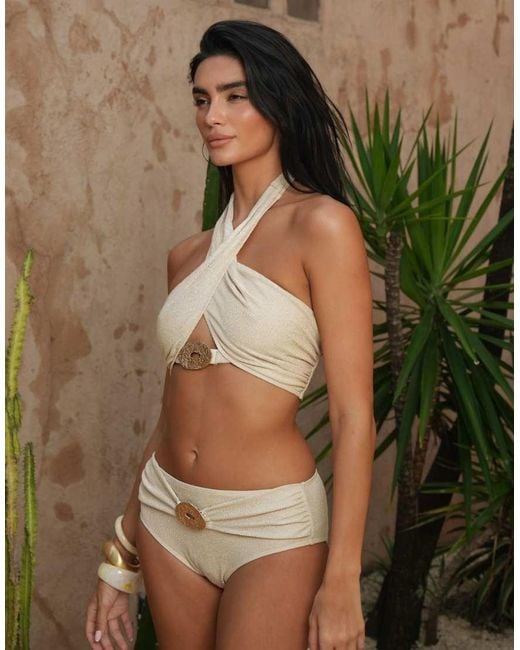 Moda Minx Green X Zoe Servini Glitter Wrap Bikini Top