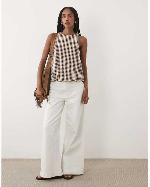 ASOS Brown Bubble Hem Halter Neck Top Co Ord