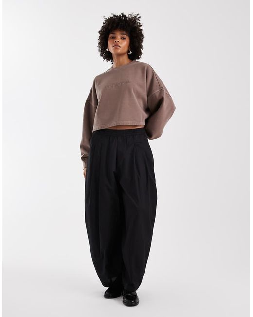 Adidas Originals Brown Essentials Linear Cropped Sweatshirt