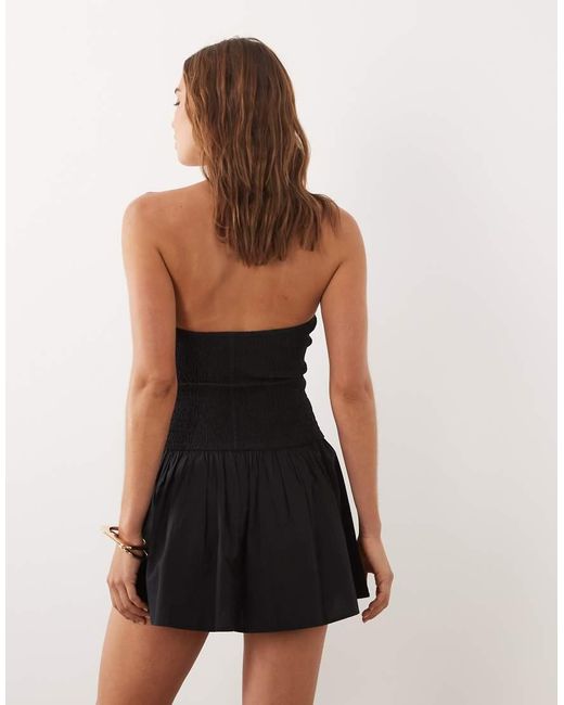 Cotton On Black Shirred Bandeau Mini Dress