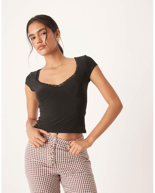 ASOS Black – anschmiegsames, kurzärmliges oberteil