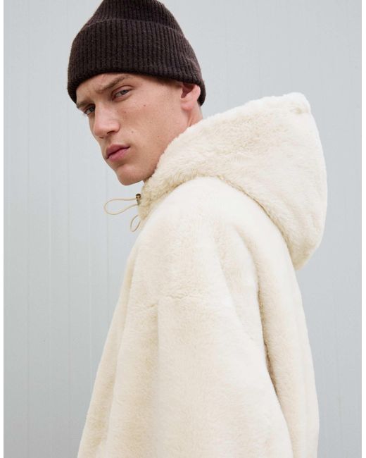Bershka – kunstpelzjacke in Gray für Herren