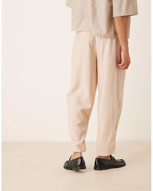 ASOS Natural Oversized Tapered Smart Trousers for men