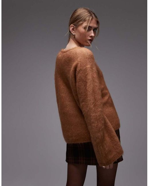 & Other Stories Brown Wool And Mohair Blend Drop Shoulder Jumper