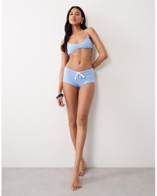 Wild Lovers Green Salty Textured Towelling Micro Shorts
