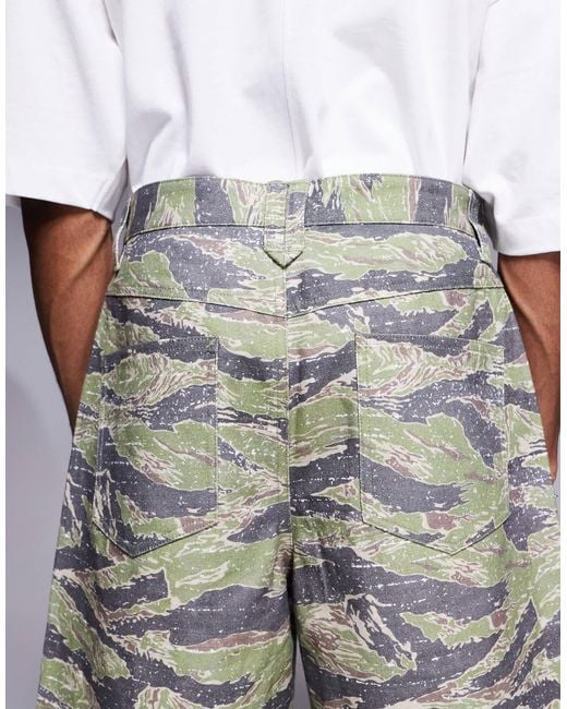 ASOS Gray Long Length Shorts With Carpenter Detailing for men