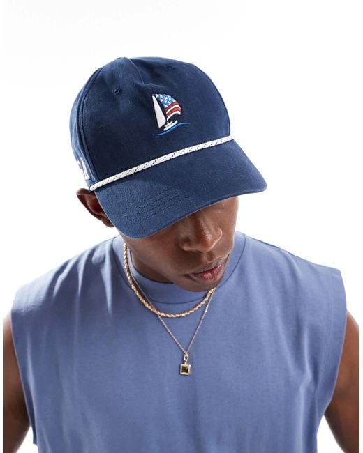 Hollister Blue Americana Motif Detail Snapback Cap for men