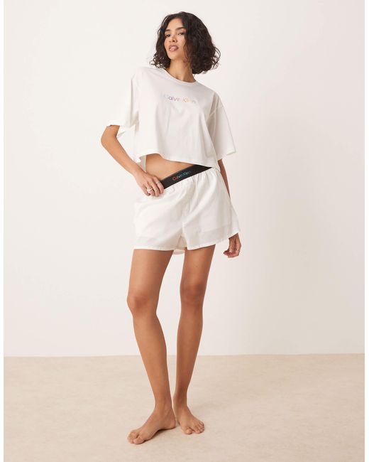 Calvin Klein White Pride Crop Pyjama T-shirt