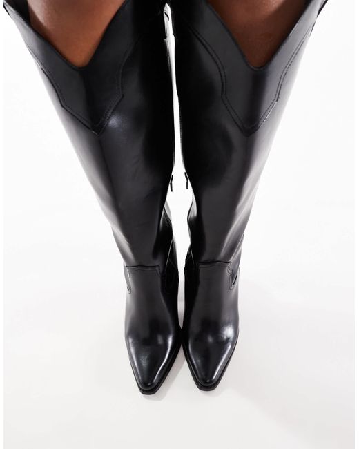 ASOS Black Curve – claudia – kniehohe cowboystiefel
