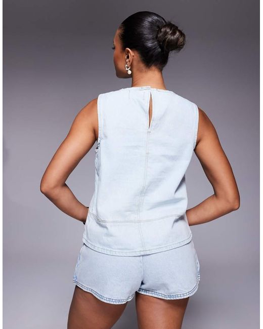 River Island Denim Top Met Wassing in het Gray