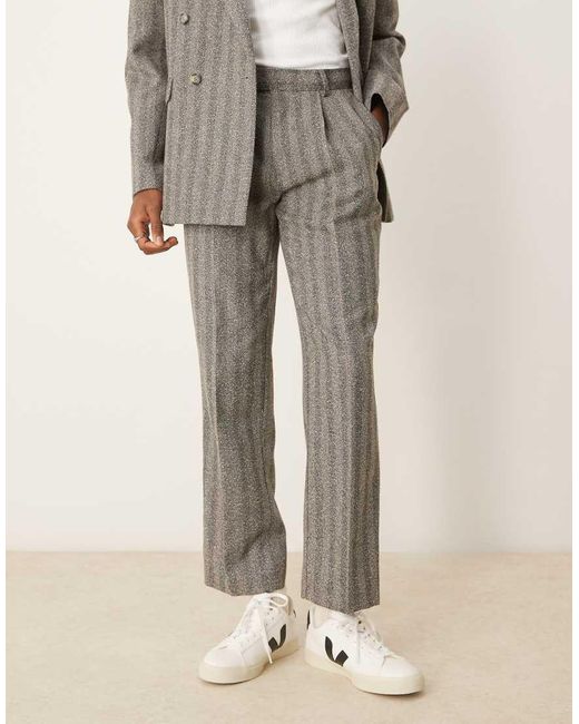 ASOS Natural Straight Leg Suit Trousers for men