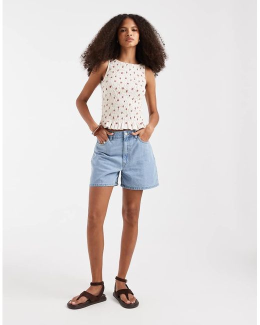 JJXX Brown Shirred Sleeveless Top