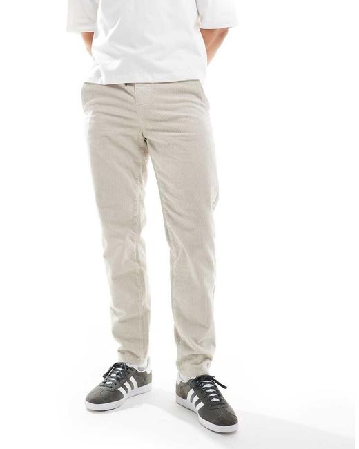 Only & Sons White Tapered Cord Trouser for men