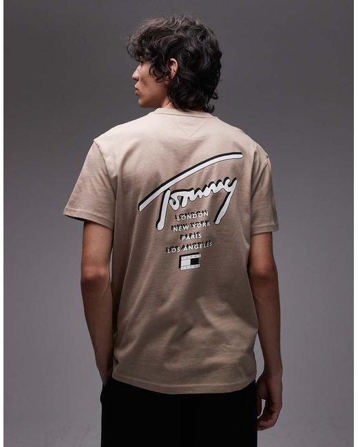 Tommy Hilfiger Brown Regular Back Print Signature T-shirt for men