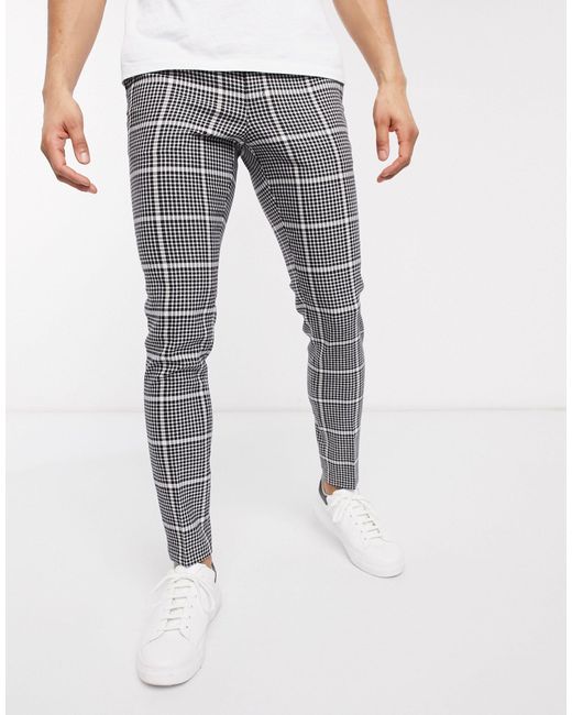 ASOS Nette Superskinny Broek Van E Geruite Wolmix En Verstellers Aan in het  Zwart voor heren - Lyst
