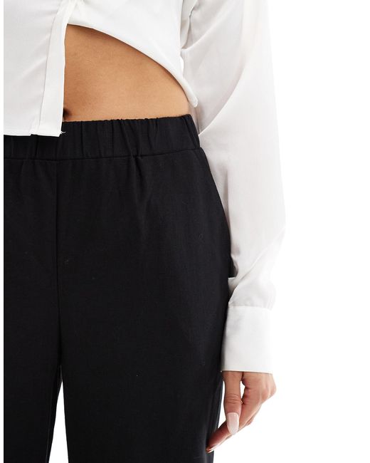4th & Reckless Black Linen Look Wide Leg Trousers