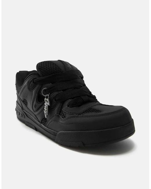 Pull&Bear Black Embellished Skate Trainers for men