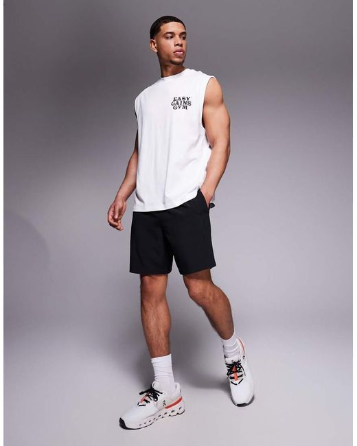 4505 Gray Cotton Oversized Pump Training Tank Top With Chest Graphic And Quick Dry Finish for men