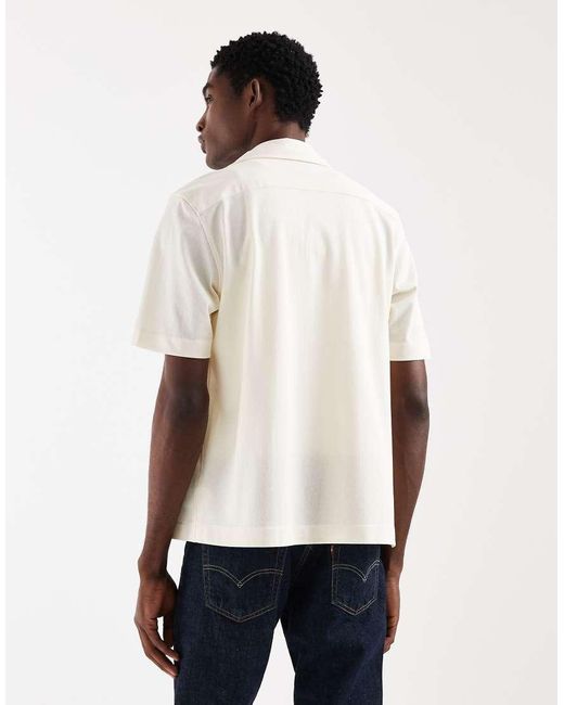 Fred Perry White Short Sleeve Revere Collar Logo Shirt for men